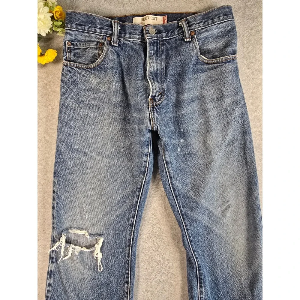 Levis 517 Bootcut Jeans Mens 31x30 Blue Distressed Vintage 90s Denim Pants